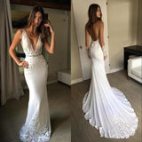 Scoop Chiffon Wedding Dresses Mermaid With Applique Court Train Rjerdress
