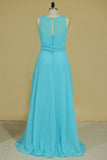 Scoop Chiffon With Sash A Line Floor Length Bridesmaid Dresses Rjerdress
