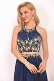 Scoop Formal Dresses A Line Chiffon With Beading&Appliques Rjerdress