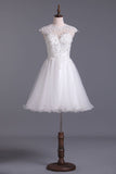 Scoop Hoco Dresses A Line Tulle With Applique & Beading Short/Mini Rjerdress