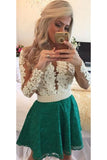 Scoop Homecoming Dresses A Line Long Sleeves Lace With Applique Rjerdress