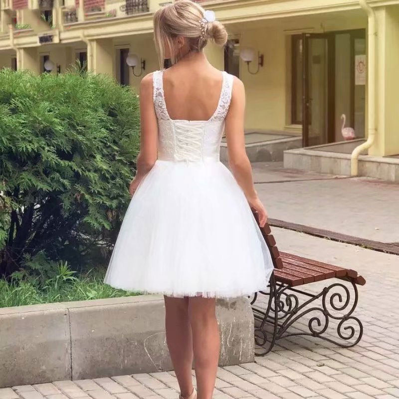 Scoop Homecoming Dresses A Line Tulle With Applique Short/Mini Rjerdress