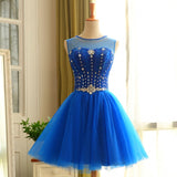Scoop Homecoming Dresses A Line Tulle With Beading Lace Up Rjerdress