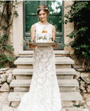 Scoop Lace Wedding Dresses With Embellished Bodice Vivid Floral