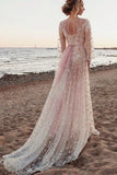 Scoop Long Sleeves Lace Prom Dresses A Line With Applique Rjerdress