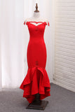 Scoop Mermaid Asymmetrical Party Dresses Satin With Beads Zipper Up Rjerdress