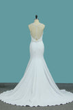 Scoop Mermaid Bridal Dresses Spandex With Beading Open Back Rjerdress