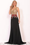 Scoop Mermaid Spandex Formal Dresses With Beads&Appliques Sweep Train Rjerdress