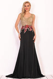 Scoop Mermaid Spandex Formal Dresses With Beads&Appliques Sweep Train