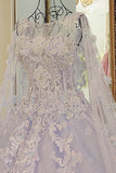 Scoop Neck New Arrival  Luxury A Line Wedding Dresses Tulle With Beads And Handmade Flowers Rjerdress