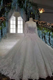 Scoop Neckline Marvelous Bridal Dresses Lace Up With Rhinestones Royal Train Rjerdress