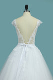 Scoop Open Back Bridal Dresses Tulle With Applique A Line Chapel Train Rjerdress