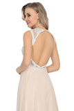 Scoop Open Back Formal Dresses A Line Chiffon With Beads&Appliques Rjerdress