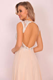 Scoop Open Back Formal Dresses A Line Chiffon With Beads&Appliques Rjerdress