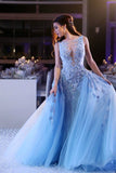 Scoop Prom Dresses Mermaid Tulle With Applique Sweep Train Detachable Rjerdress