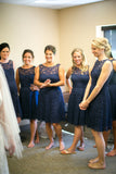 Scoop Short Bridesmaid Dresses Lace Wedding Guest Dresses