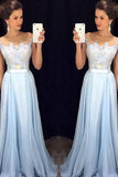 Scoop Sleeveless A-line Chiffon Long Prom Dress evening dresses RJS849 Rjerdress