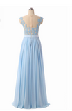 Scoop Sleeveless A-line Chiffon Long Prom Dress evening dresses RJS849 Rjerdress