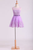 Scoop Tulle Hoco Dresses A-Line With Applique Short/Mini Rjerdress
