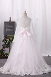 Scoop Tulle Lace Bodice With Sash/Belt Flower Girl Dresses Ball Gown Rjerdress
