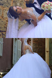 Scoop Wedding Dresses A Line With Beading Floor-Length Tulle Rjerdress