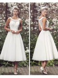 Scoop Wedding Dresses Sleeveless With Applique Rjerdress