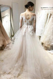 See Through Vintage Lace Wedding Dresses Ball Gown With Sleeves Rjerdress