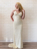 Sequin Sheath/Column Prom Dress Chic Halter V-Neck