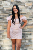 Sequins Spaghetti Straps Homecoming Dresses Sheath Short/Mini Lace Up Feather