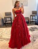 Sexy A-Line Strapless Pleating Long Prom Dress With Applique Rjerdress
