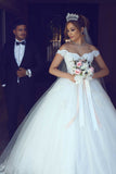 Sexy Ball Gown Off the Shoulder Sweetheart Ivory Tulle Lace Appliques Wedding Dresses RJS23 Rjerdress