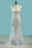 Sexy Beach Scoop Bridal Dresses Sheath Lace See-Through Rjerdress