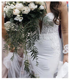 Sexy Berta Mermaid V Neck Wedding Dress Long Sleeves Open Back Wedding Gowns W1088 Rjerdress