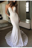 Sexy Berta Mermaid V Neck Wedding Dress Long Sleeves Open Back Wedding Gowns W1088 Rjerdress