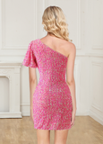 Sexy Bodycon Sequin One Shoulder Homecoming Dresses Rjerdress