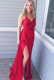 Sexy Ed Open Back Long Simple Cheap V-Neck Prom Dresses