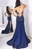 Sexy Evening Dresses Mermaid/Trumpet Sweetheart Appliques Prom Dresses Sweep/Brush Train