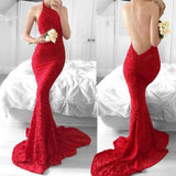 Sexy Lace New Arrival High Neck Prom Dresses Mermaid Zipper Up Rjerdress
