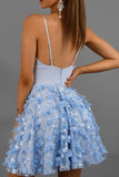 Sexy Lace Spaghetti V Neck Straps Short Homecoming Dress, Short Prom Dresses Rjerdress