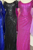 Sexy Leg Slit Long Off-the-Shoulder Sweetheart Mermaid Black Prom Dresses RJS407 Rjerdress
