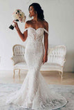 Sexy Mermaid Backless Off the Shoulder Lace Long Wedding Dresses Bride Dresses