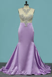 Sexy Mermaid/Trumpet Party Dresses Scoop Satin With Beadings