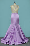 Sexy Mermaid/Trumpet Party Dresses Scoop Satin With Beadings Rjerdress