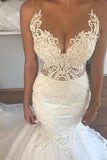 Sexy Mermaid/Trumpet Wedding Dresses Scoop Tulle With Applique Court Train Rjerdress