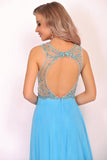 Sexy Open Back Formal Dresses A Line Scoop Chiffon With Beading Rjerdress