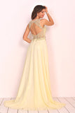 Sexy Open Back Formal Dresses Scoop Chiffon With Beading A Line Rjerdress