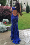 Sexy Open Back Scoop Lace With Beading Mermaid Prom Dresses Rjerdress
