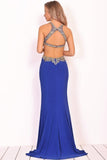 Sexy Open Back Scoop Mermaid Formal Dresses Spandex With Beads And Slit Rjerdress