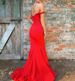 Sexy Red Mermaid Long Off The Shoulder Zipper Back Prom Dresses Rjerdress