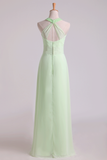 Sexy Scoop A Line Bridesmaid Dresses Chiffon With Beads Sage Rjerdress